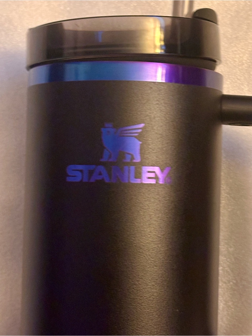 Stanley Black Tumbler with Iridescent Blue-Purple Trim - Picture 8 of 8
